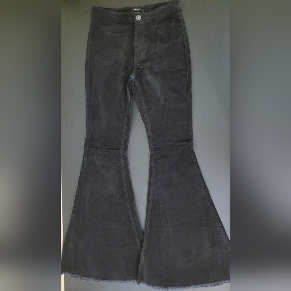 Forever 21 Women's Velvet Black Flare Pants